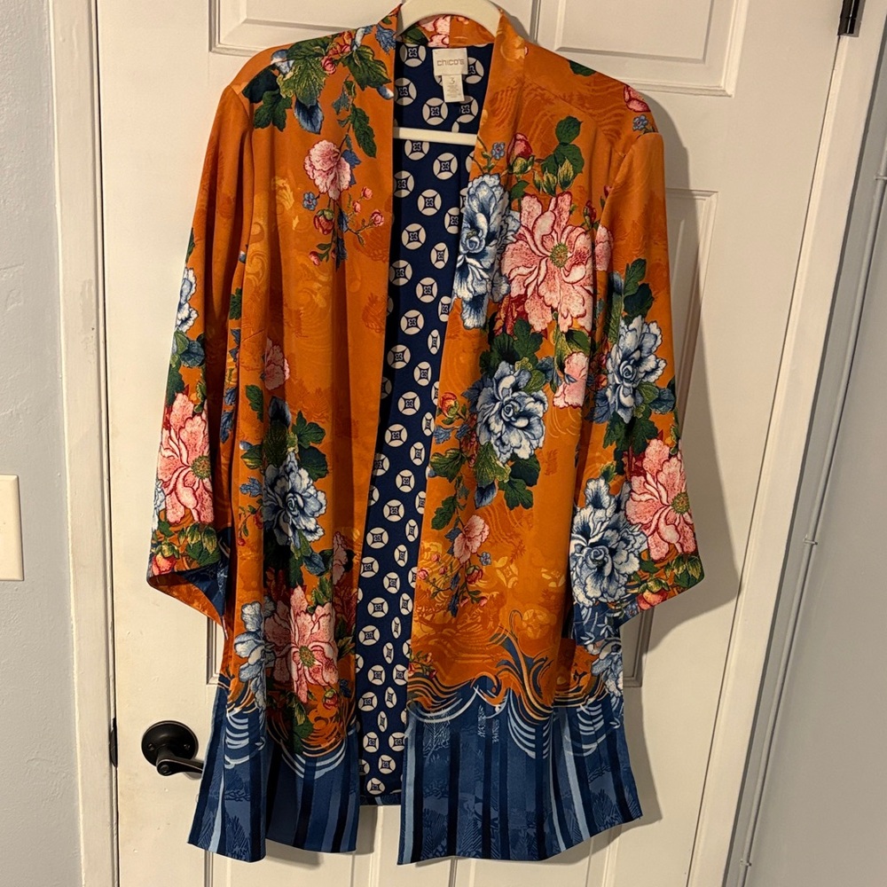 Chico's Drama Printed Kimono - Picture 2 of 8
